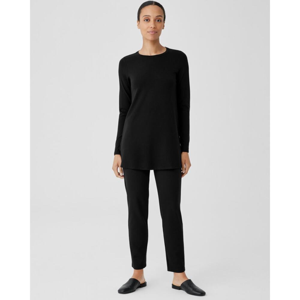 EILEEN FISHER Stretch-Ponte Pants sz medium black zipper ankle WP139